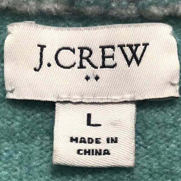J. Crew Factory Teal Navy Colorblock Quarter Zip Soft Yarn Pullover Sweater - Picture 12 of 16